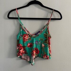 Hot Gal Floral Teal Crop Top